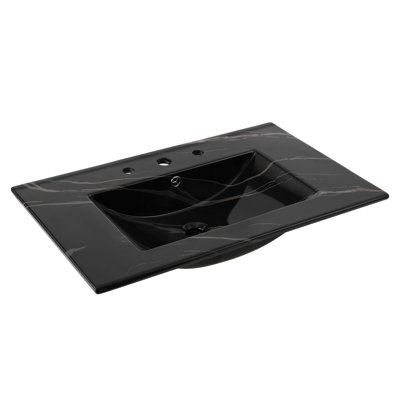 Plateau de meuble-lavabo de salle de bain simple rectangulaire en céramique lustrée à 3 trous l 30 po x P 18,25 po Ancillary