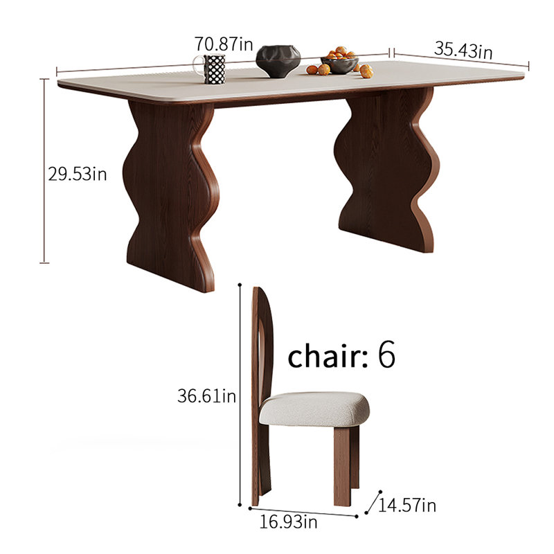 6 - Person Double Pedestal Dining Set, 29.53" H x 70.87" L x 35.43" W