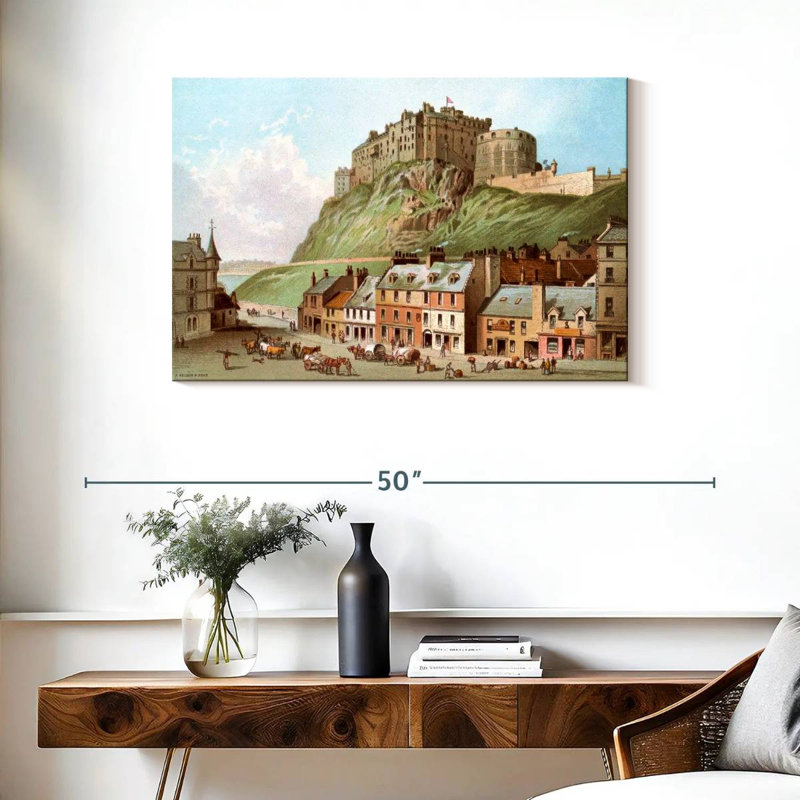 Kavia, château d'Édimbourg depuis le marché aux herbes, H 24 po x l 36 po