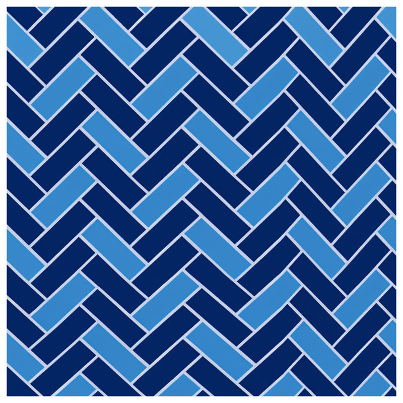 Blue Herringbone Pattern Quilted Thin Bedspread, Full / Double