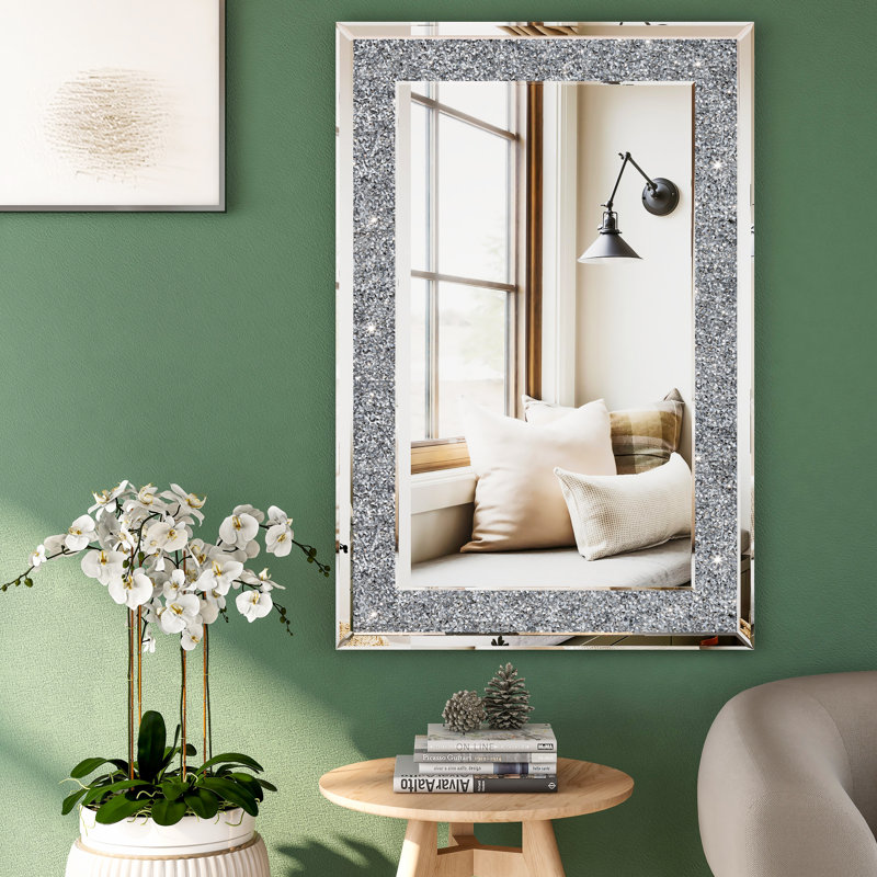 Faustine Glam Crystal Decorative Wall Mirror, 35.43" x 23.6"