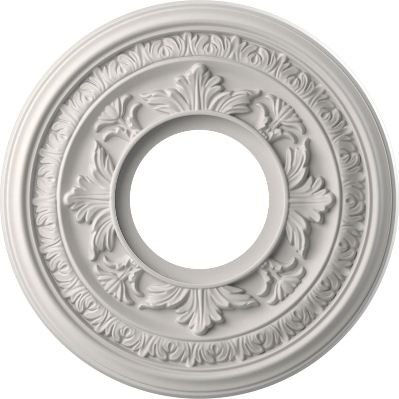 Médaillon de plafond en PVC thermoformé Baltimore, Blanc fleur satiné, H 16 po x l 16 po x P 1 po