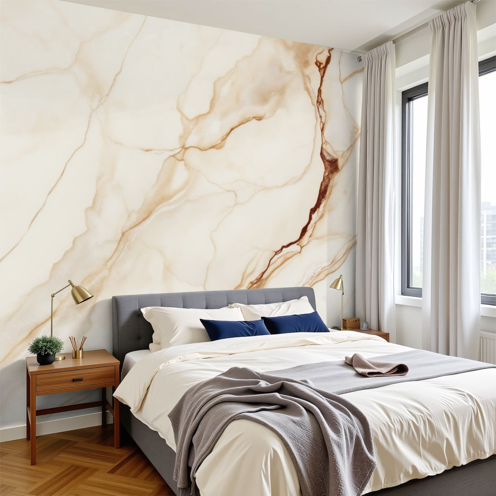 Red Barrel Studio® Peel and Stick Wallpaper Beige Marble Texture Brown ...