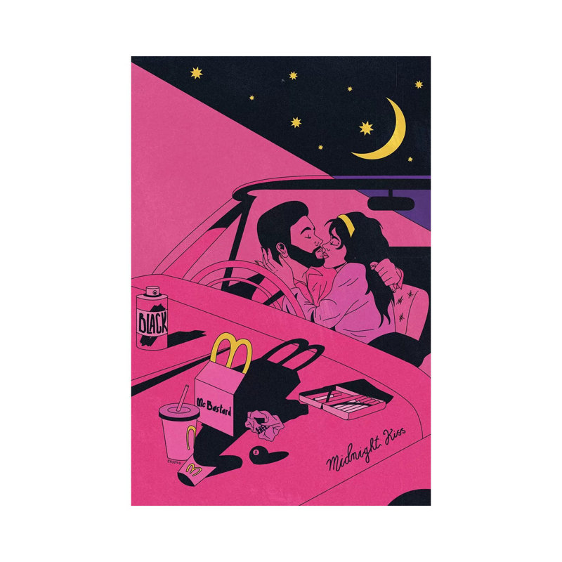 Midnight Car Kiss 1 Piece Wall Art on Canvas, 66.04cm H x 20.32cm W x 1.91cm D, Wrapped Canvas
