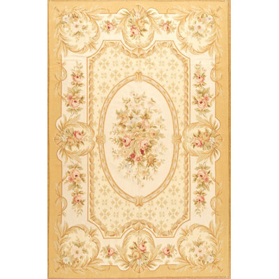 Modren One Of A Kind Handwoven Aubusson Rug 6 X 9