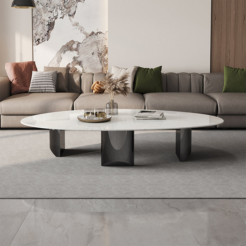 Table basse en marbre en forme de goutte de style luxueux, H 15,7 po x L 55,1 po x l 31,5 po
