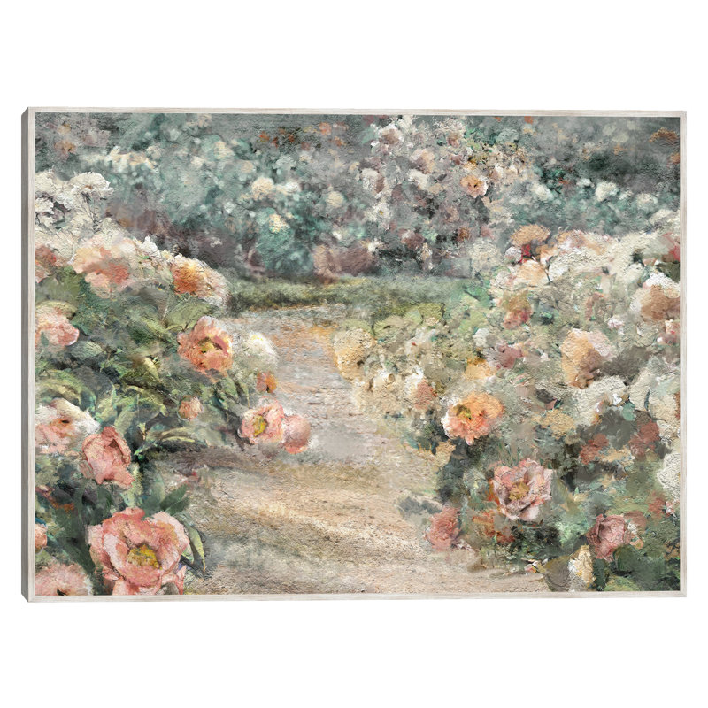 «Garden Path» par Studio Arts, reproduction d'art sur toile, H 31 po x l 41 po, Toile avec cadre flottant brun