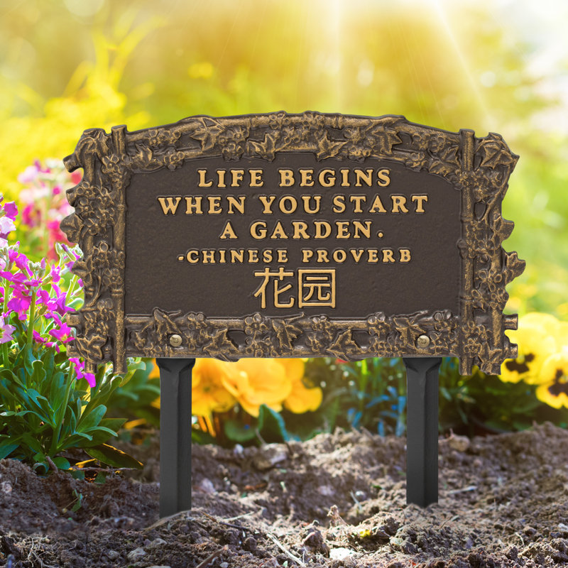 Zen Garden Lawn Plaque, 13, Bronze/Gold