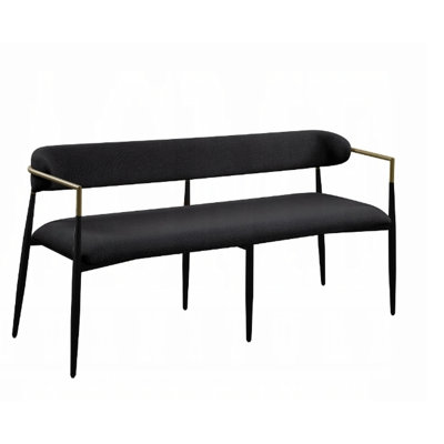 Élégant banc de siège en chenille noire - Rembourrage en mousse pour plus de confort