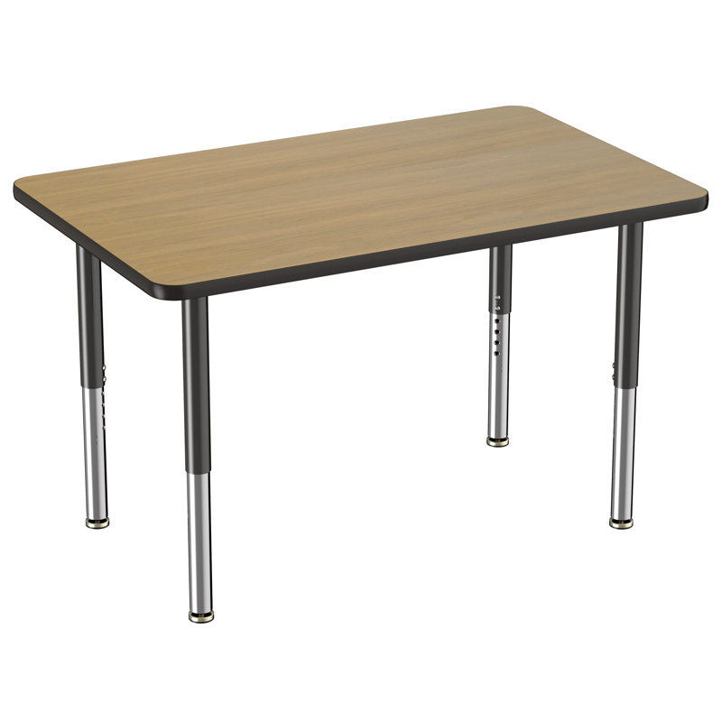 Table rectangulaire d'activité rectangulaire avec pieds réglables, 30" x 48", Chêne Pasadena / noir, Super