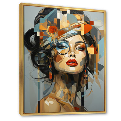 Glam Harmonious Cubist Woman Portrait I - Fashion Canvas Print