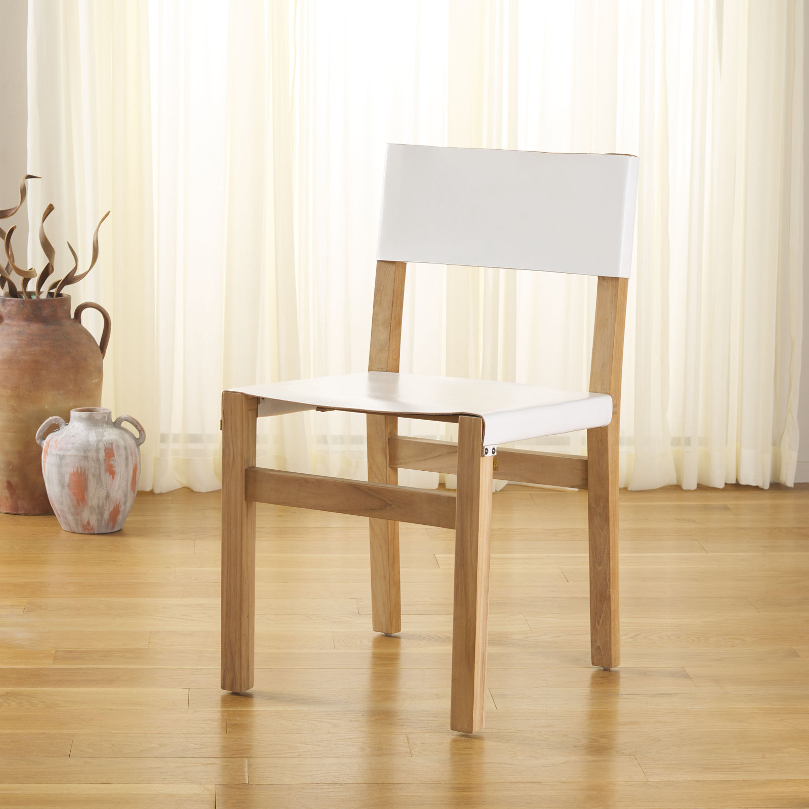 Canele Teak Dining Chair, White