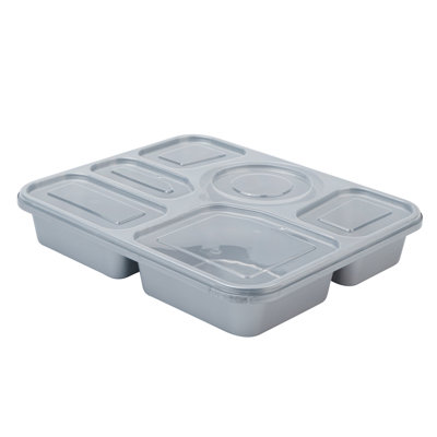 Restaurantware-Futura 50.7 Ounce Meal Prep Containers With Lids, 100 Tamper-Evident To Go Containers - Microwavable, Disposable, Silver Plastic Food Containers With Lids, For Take Out or Lunches