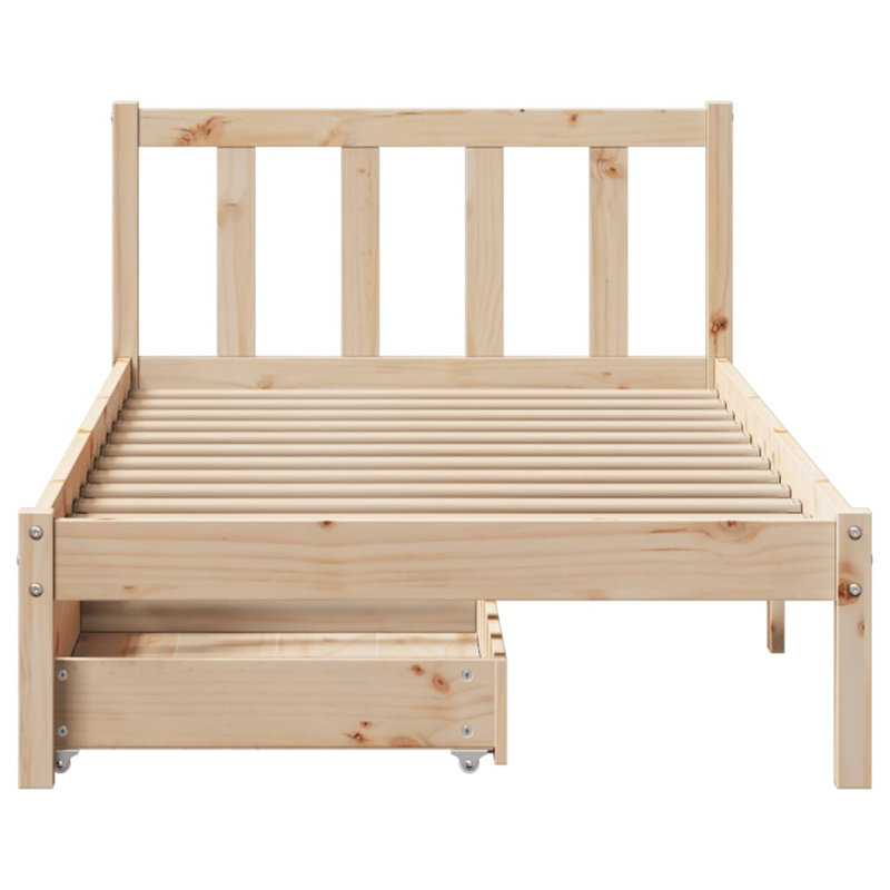 Solid Wood Storage Bed, Brown, Small Single (2'6)