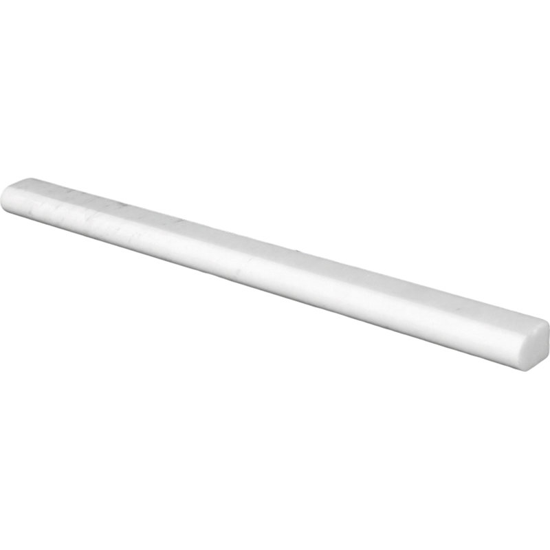 Thassos 12" x 0.5" Polished Marble Pencil Liner Tile Trim in White