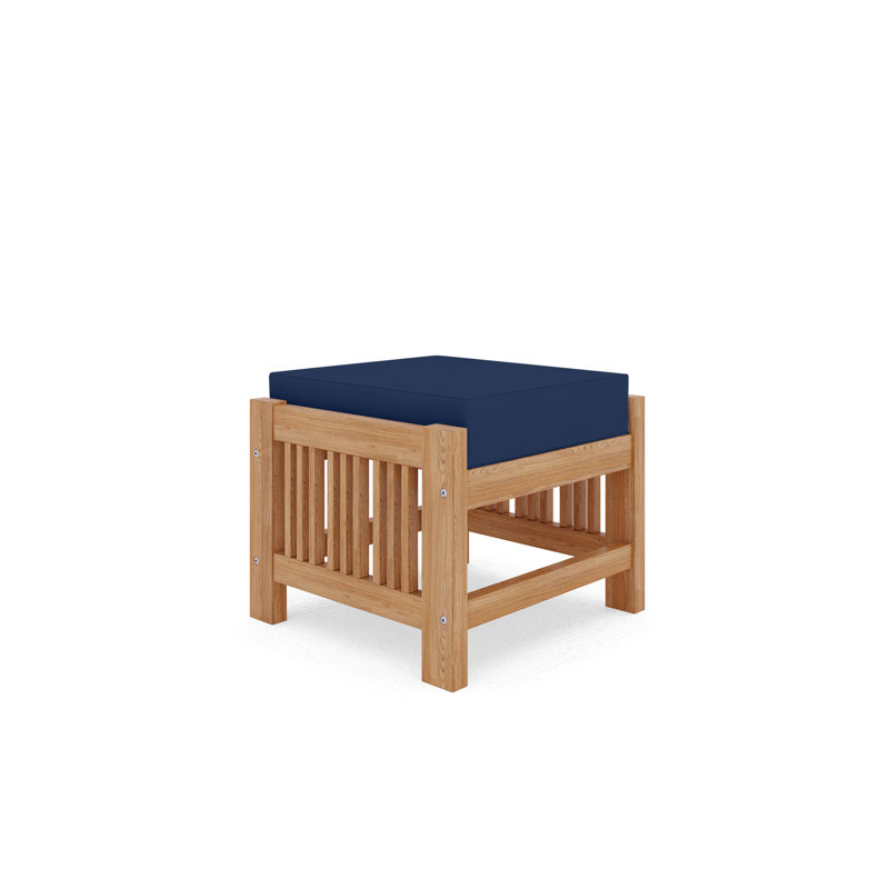 Summer Set Outdoor Teak Ottoman with Sunbrella Cushion, Canvas Trueblue Sunbrella® Canvas