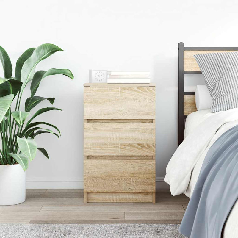 Bedside Cabinet With 3 Drawers 39X35x65 Cm, Sonoma Oak