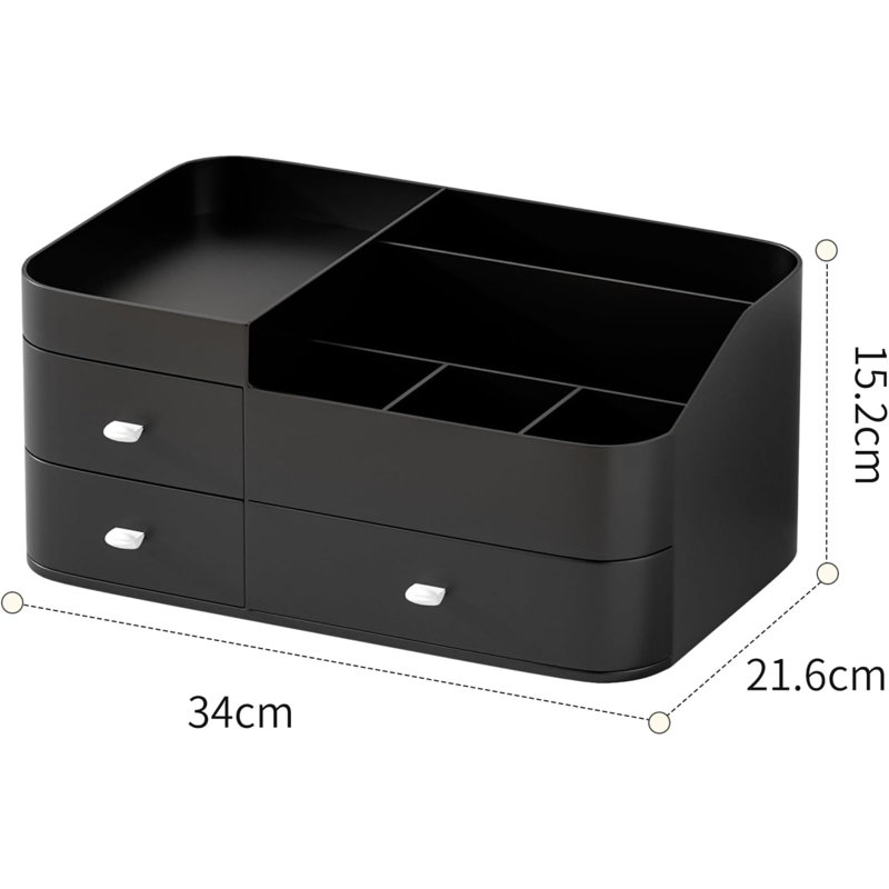 Organisateur de maquillage pour grande capacité, Noir, noir, noir, noir