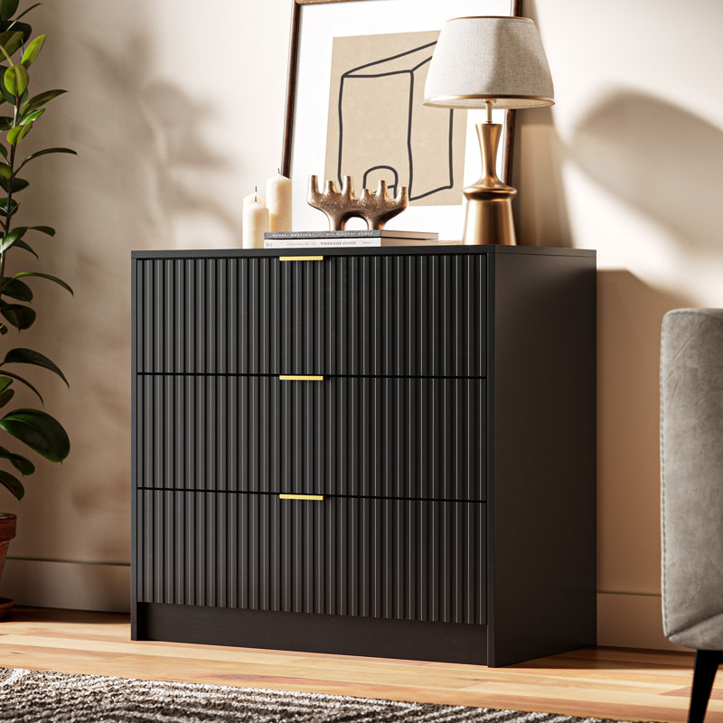 3 - Drawer Dresser, 31.5" W, Black
