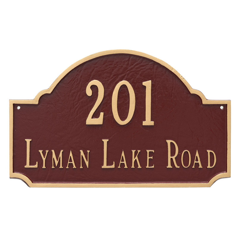 Fitzgerald 2-Line Wall Address Plaque, White/Black, Yes