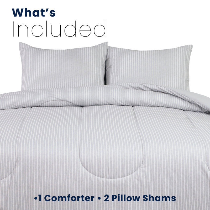 Martex Solid Color Reversible Comforter and Sham Bedding Set Super Soft Brushed Fabric, Twin Comforter + 1 Standard Sham