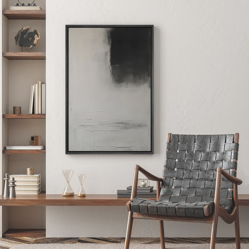 Reproduction d'art abstrait sur toile encadrée pour décoration intérieure moderne, Noir, H 24 po x l 16 po