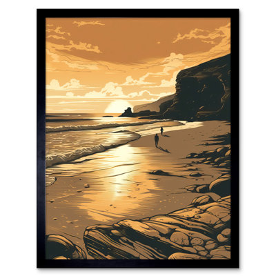 Cron Couple Walking On The Beach At Sunset - Single Picture Frame Print