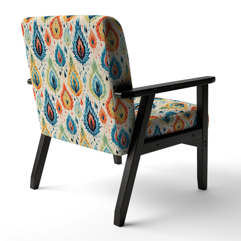 Fauteuil d'appoint vintage bleu et orange Ikat Mosaic Fusion - rembourré victorien