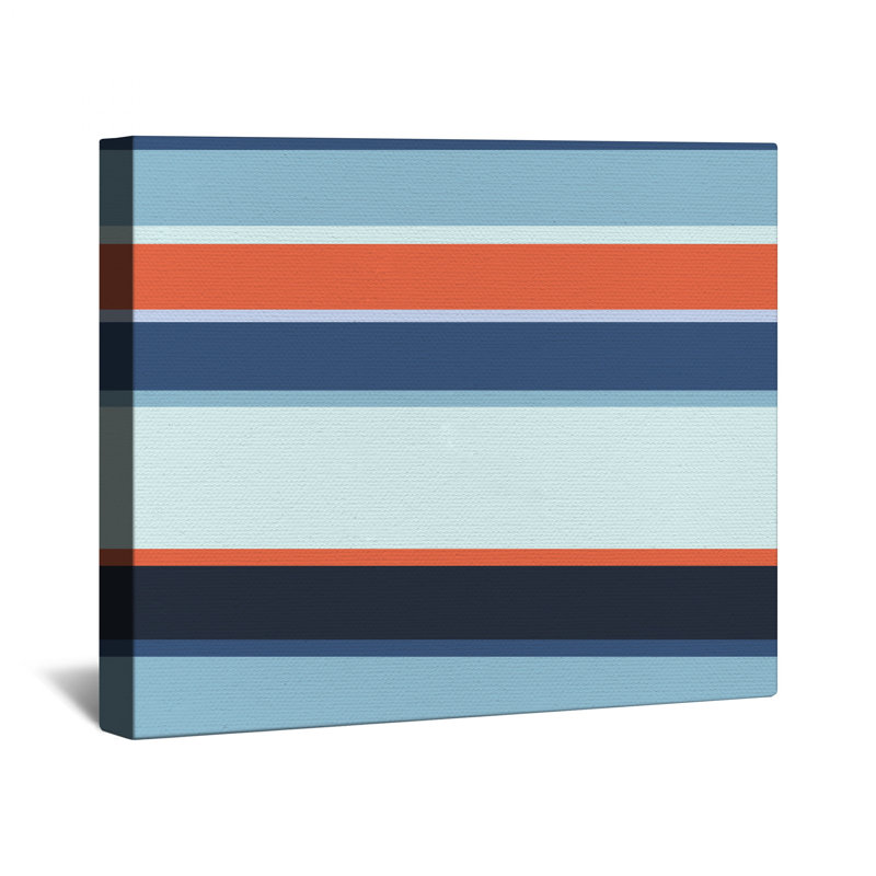 Blue Orange Stripes Canvas Gallery Wrap in Many Sizes, 12 x 12 inches