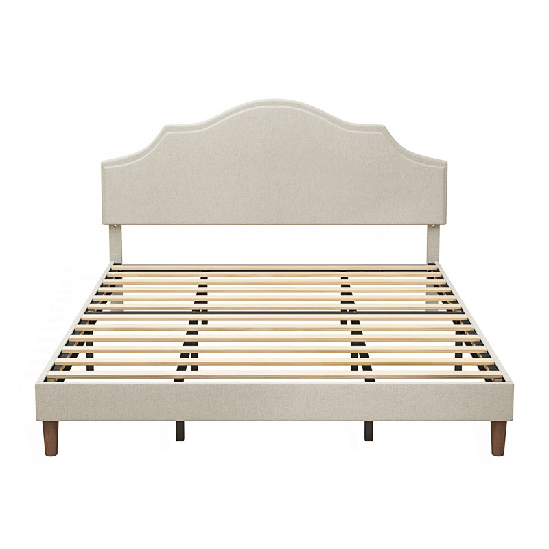 Structure de lit, lit plateforme tapissier avec tête de lit réglable, Très grand