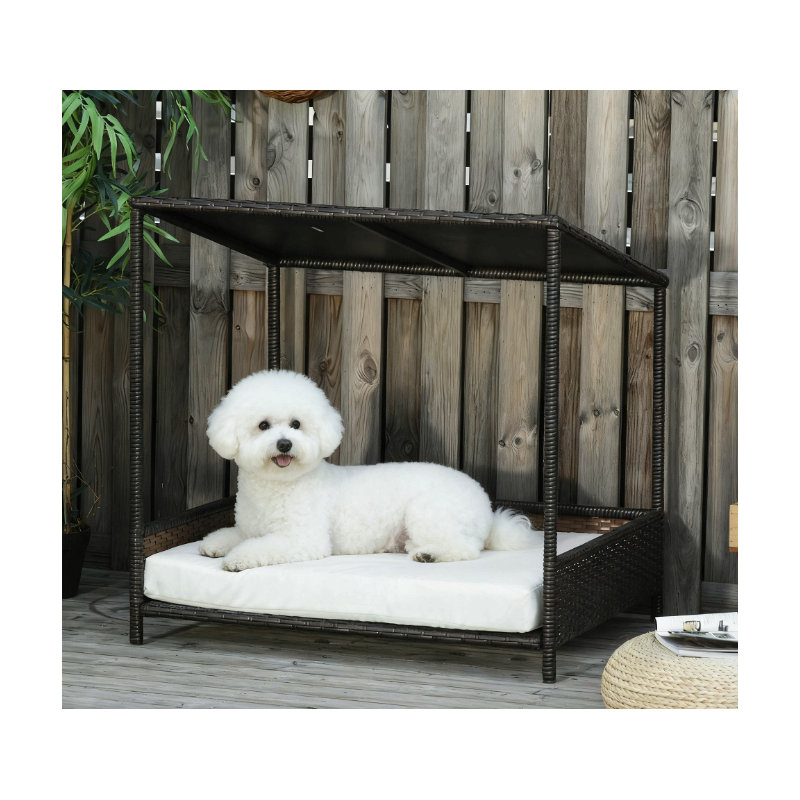 Lit pour chien en rotin surélevé Dog House, brun