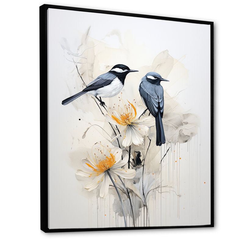 Minimalisme, oiseaux du paradis I - animaux, art mural, salon, H 44 po x l 34 po x P 1,5 po, Cadre flottant noir