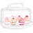 Cake Carrier with Collapsible Handle - White Cake Container and Holder with Lid