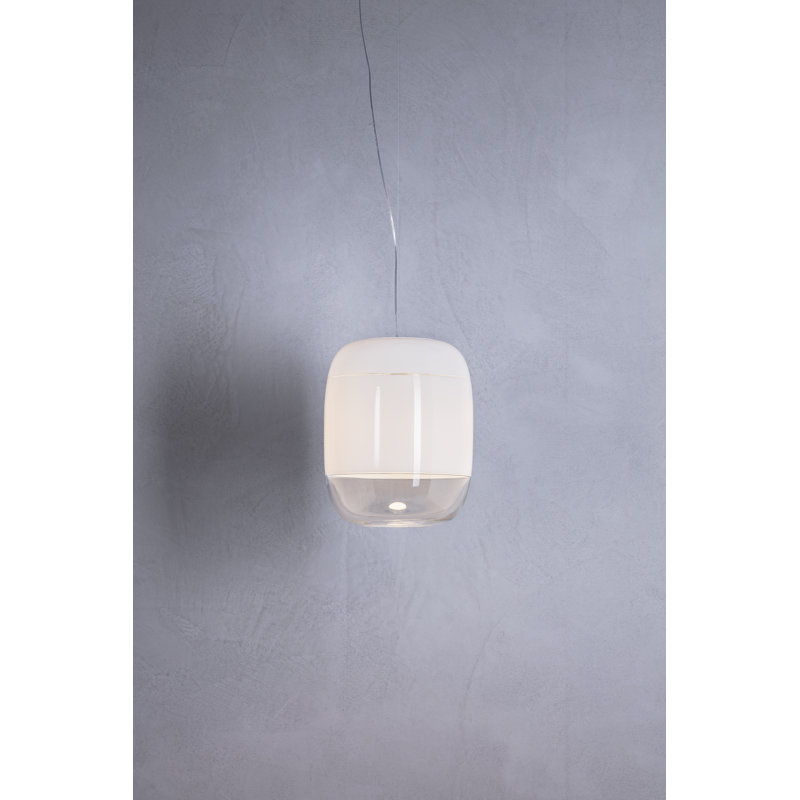 Gong 1 - Light Chrome LED Single Pendant, White, No, 200cm H x 30cm W x 30cm D