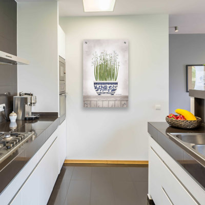 «Blue and White Paper Whites II» par Linda Spivey, art mural en verre acrylique