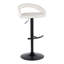 Ensemble de 2 tabourets à hauteur réglable avec pivotement à 360 degrés, repose-pieds arrondi en T et siège en similicuir blanc pour une utilisation polyvalente dans une cuisine ou un bar.-1385100702-1385100701