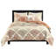 Courtepointe 6 pièces avec coussins décoratifs très grand / très grand - motif de feuille, réversible, mélange de coton, imprimé taupe réversible, froissé-116011294-116011296