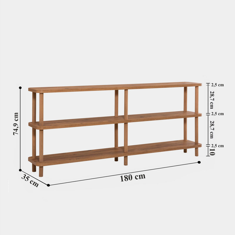 Miro 74.9cm H x 180cm W Etagere Bookcase, (3 Shelves) 74.9cmH x 180cmW x 35cmD