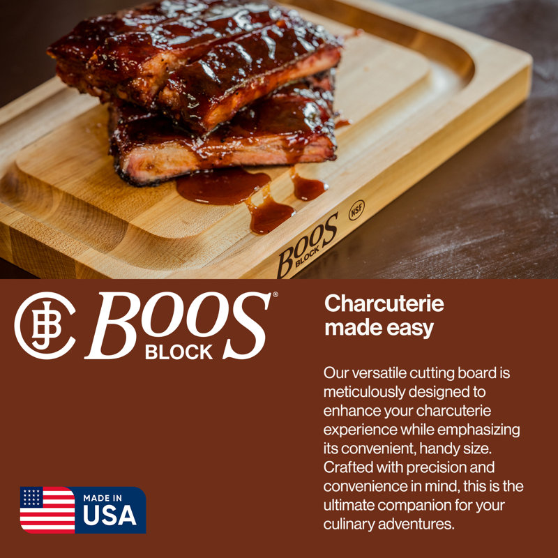 John Boos Maple Wood Chop N Slice Reversible Cutting Board, 12" x 8"