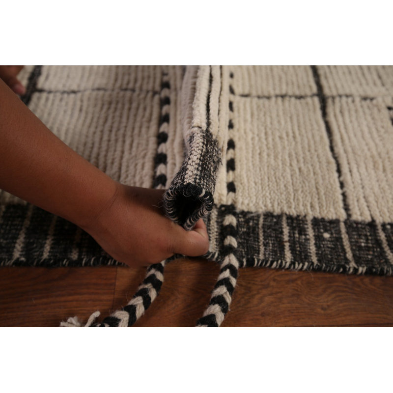 Checkered Wool Moroccan Oriental Area Rug 9x13