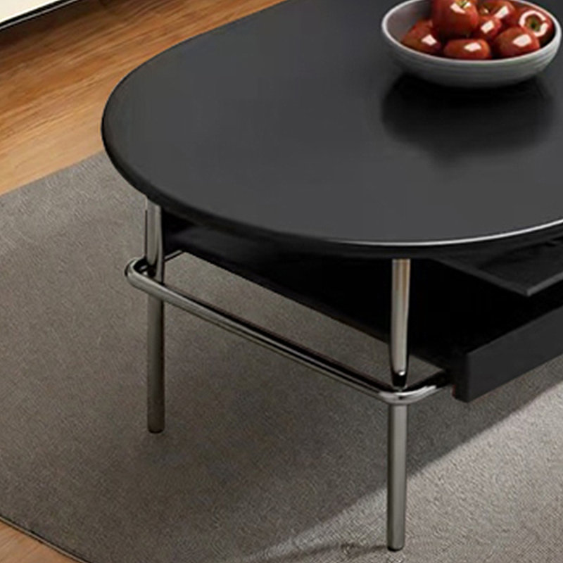Medieval-style solid wood coffee table, Black