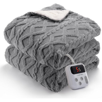 Jeté chauffant - Jeté en sherpa épais et touffeté avec 10 niveaux de chauffage et 10 réglages de temps, jeté chauffant certifié ETL