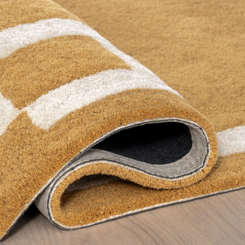 Golden Yellow Handmade Wool Tufted Rectangular Area Rug