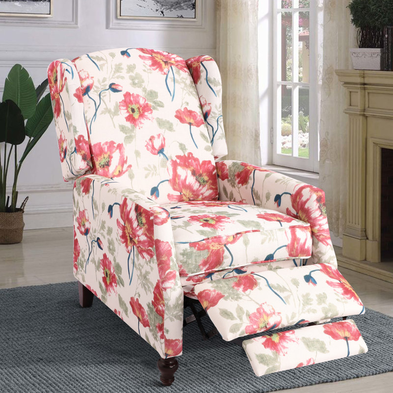 Fauteuil inclinable manuel 26,13 po Breandra, Rouge / crème 100% polyester