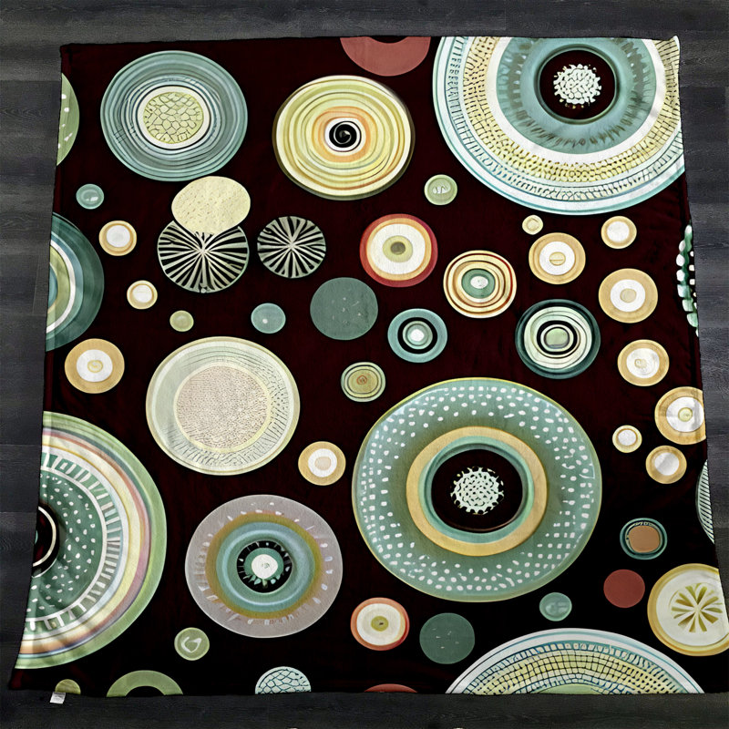 Throw Blanket, 51" W x 60" L, Abstract/Polka Dot, Brown/Blue/Green