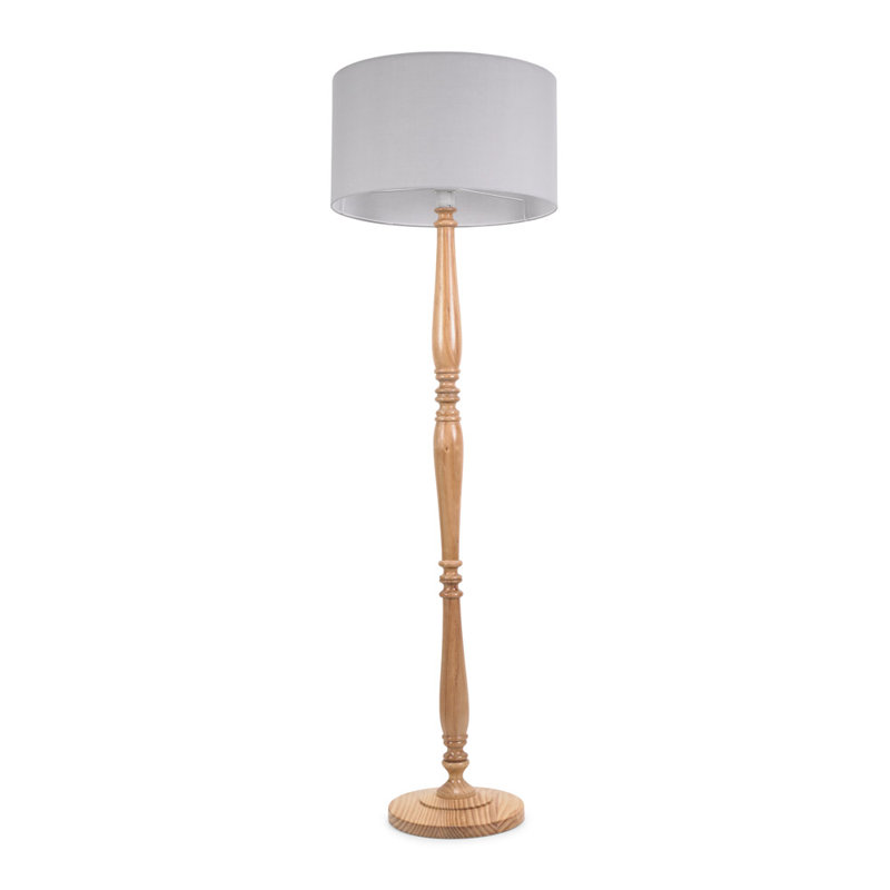 Arialdo 157cm Traditional Floor Lamp, Light Wood, Grey