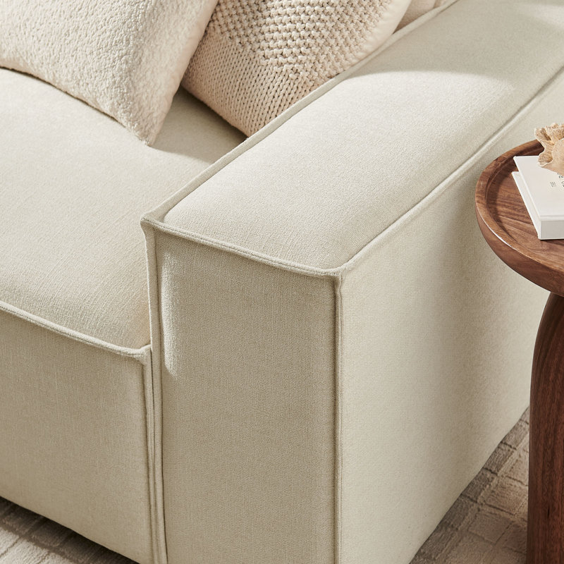 Restore 3-Piece Performance Fabric Upholstered Modular Sofa Set In Ecru, Ecru