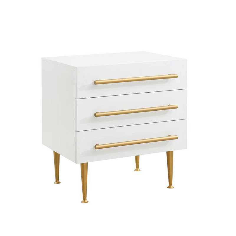 Table de chevet à 3 tiroirs Modern, Blanc