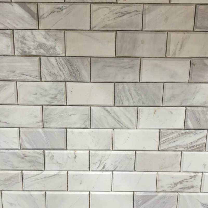Santorini 2" x 4" Beveled Marble Mosaic Sheet Tile, White