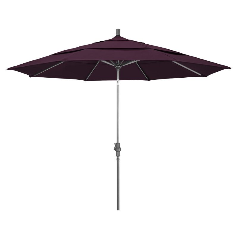 Parasol de marché Broadmeade octogonal Sunbrella, Performance mauve, Gris martelé